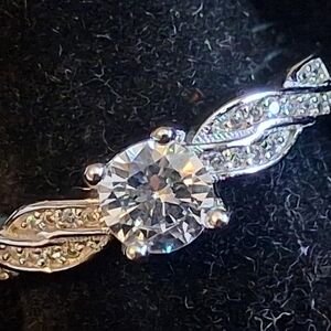 Sterling Silver Women's Ring With Faux Diamonds Size 9 3/4